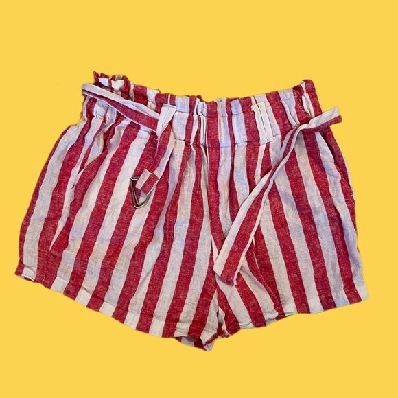 Love Tree Pants - Striped Red and White Shorts Size L